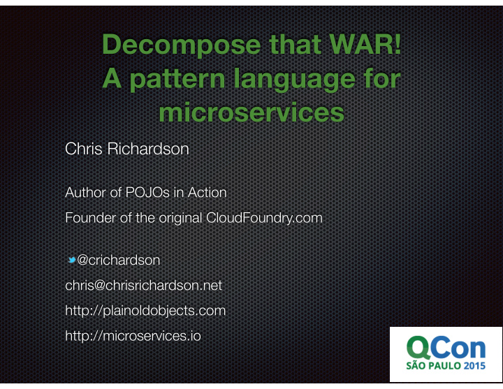 decompose that war a pattern language for microservices