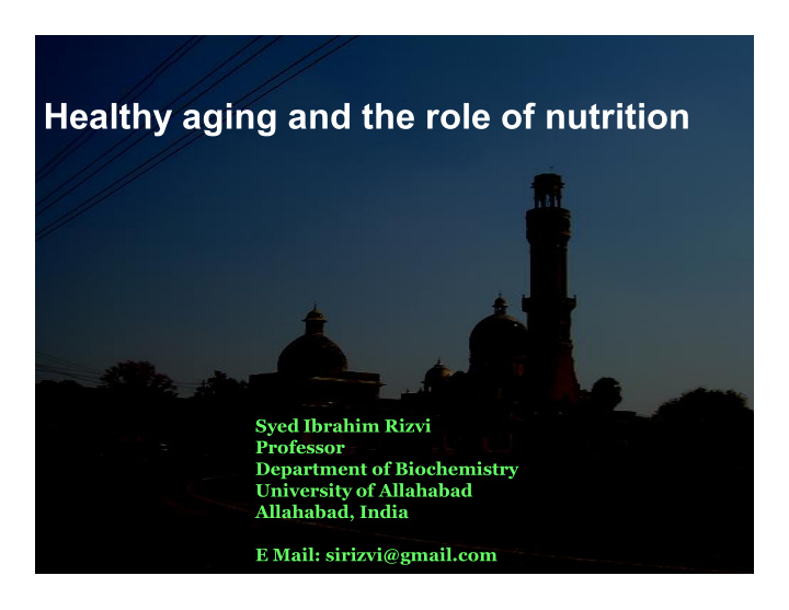 healthy aging and the role of nutrition