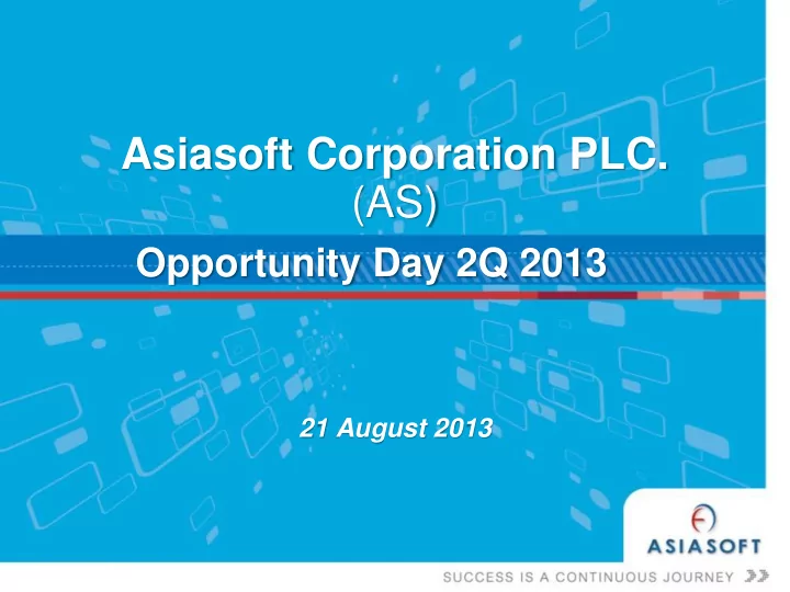 asiasoft corporation plc
