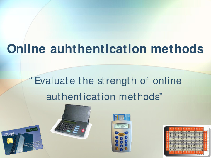 online auhthentication methods