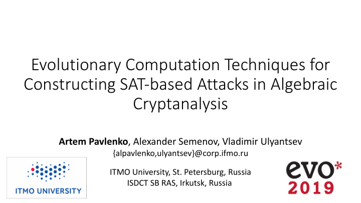 evolutionary computation techniques for constructing sat