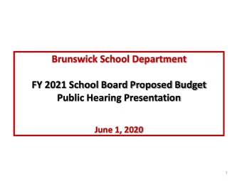 FY 2021 School Board Proposed Budget  Public Hearing Presentation  June 1, 2020  1  FY2021 Budget