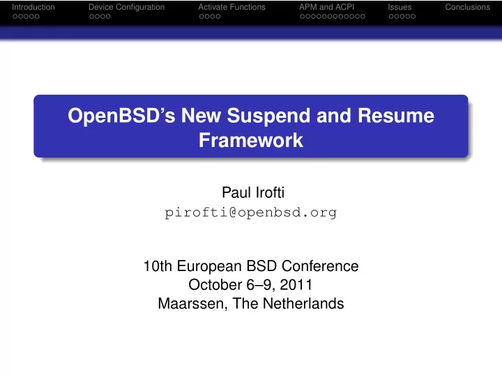 openbsd s new suspend and resume framework