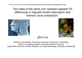 phil rose Division of Humanities, Hong Kong University of Science &amp; Technology School of