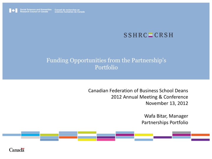 funding opportunities from the partnership s portfolio