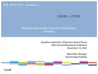 Funding Opportunities from the Partnerships  Portfolio  Canadian Federation of Business School