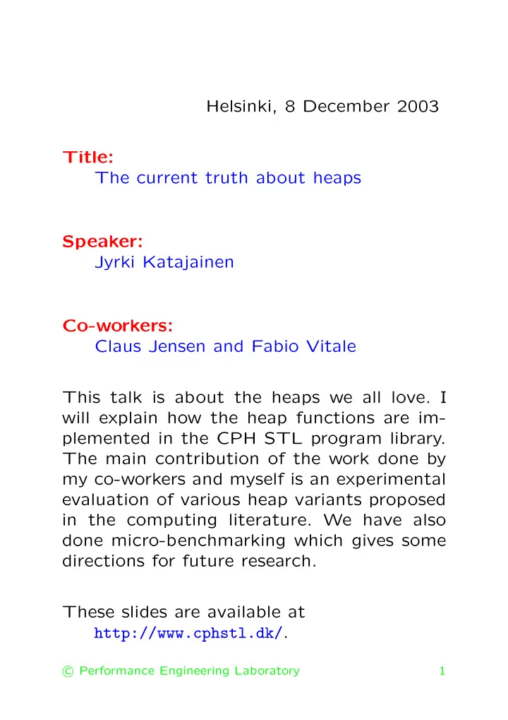 helsinki 8 december 2003 title the current truth about