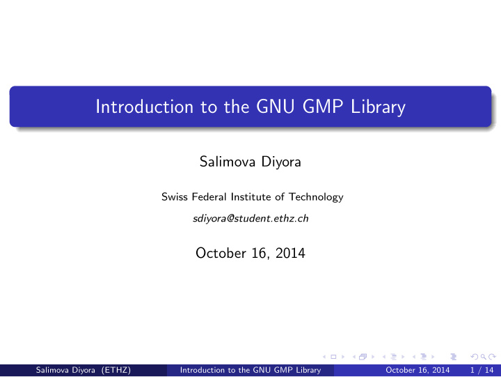 introduction to the gnu gmp library