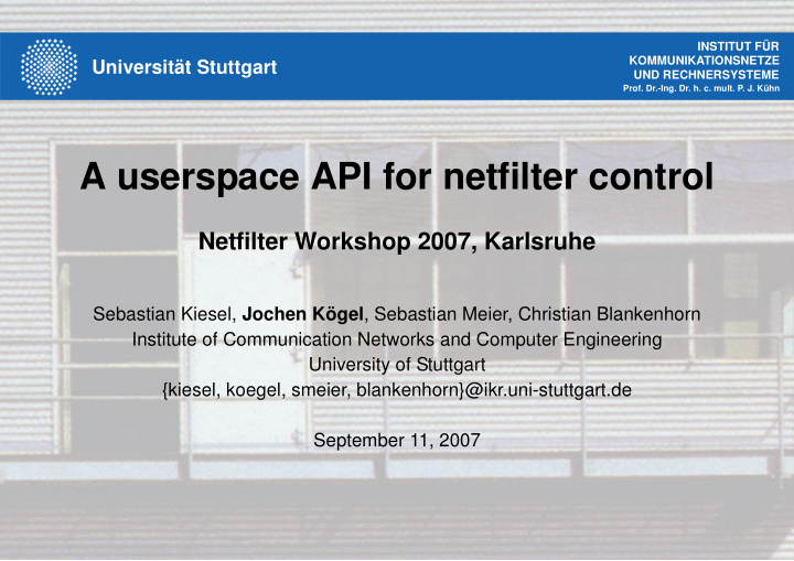 a userspace api for netfilter control