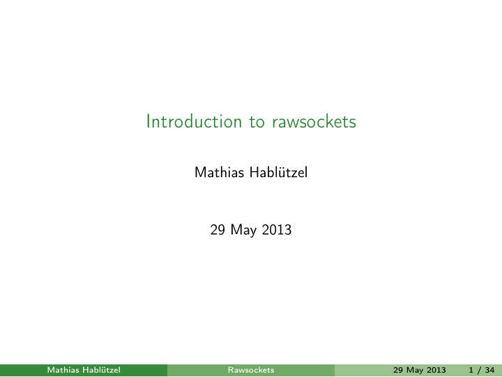 introduction to rawsockets
