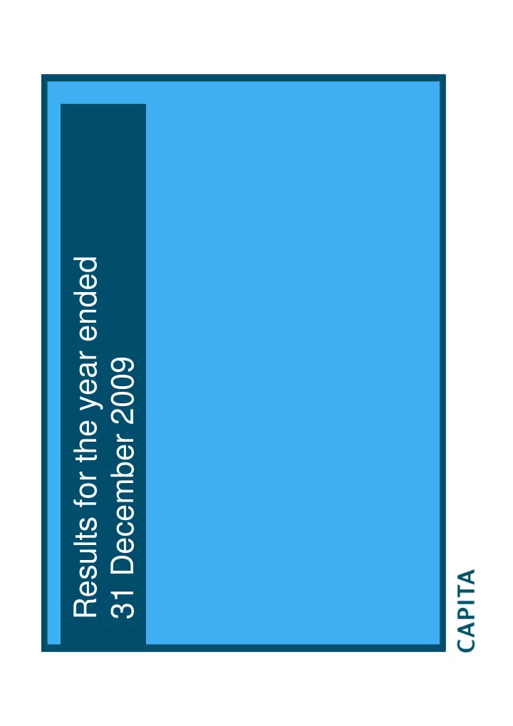 results for the year ended 31 december 2009 highlights