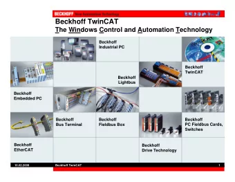 Beckhoff TwinCAT  The Windows Control and Automation Technology  Beckhoff  Industrial PC  Beckhoff