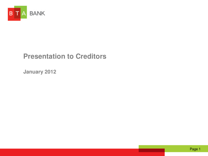 presentation to creditors