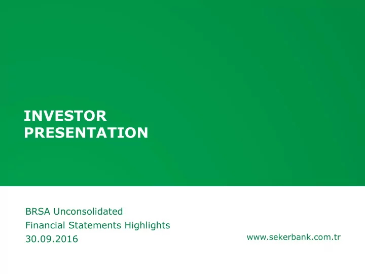 brsa unconsolidated financial statements highlights