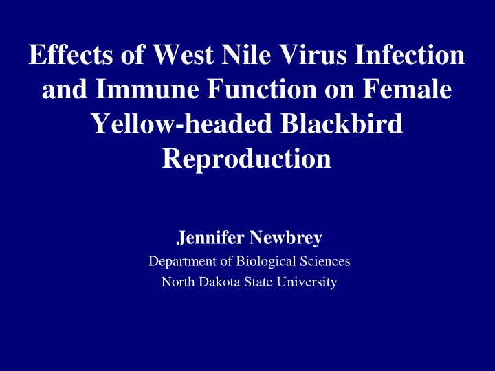 effects of west nile virus infection and immune function