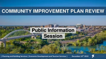 Session December 12 th 2019  | Planning and Building Services | Economic Development and Tourism