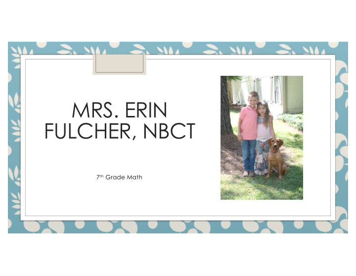 mrs erin fulcher nbct