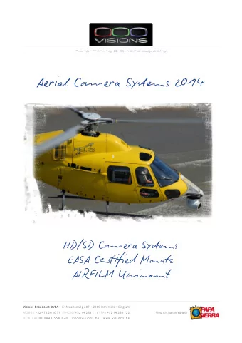 Aer iam Cane r a Sysuens 2014 HD/SD Cane r a Sysuens  EASA Ceruifjed Movntt  AIRFILM Unjmpuot