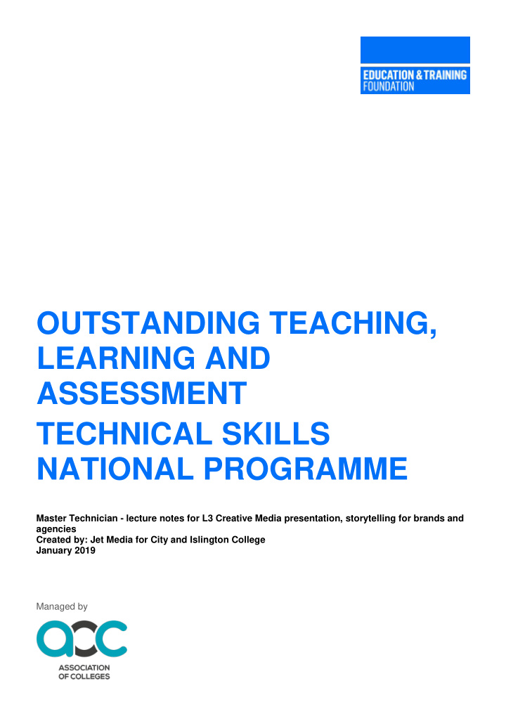 outstanding teaching learning and assessment technical