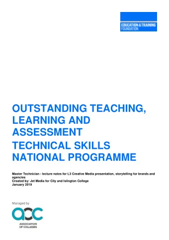 OUTSTANDING TEACHING,  LEARNING AND  ASSESSMENT  TECHNICAL SKILLS  NATIONAL PROGRAMME  Master