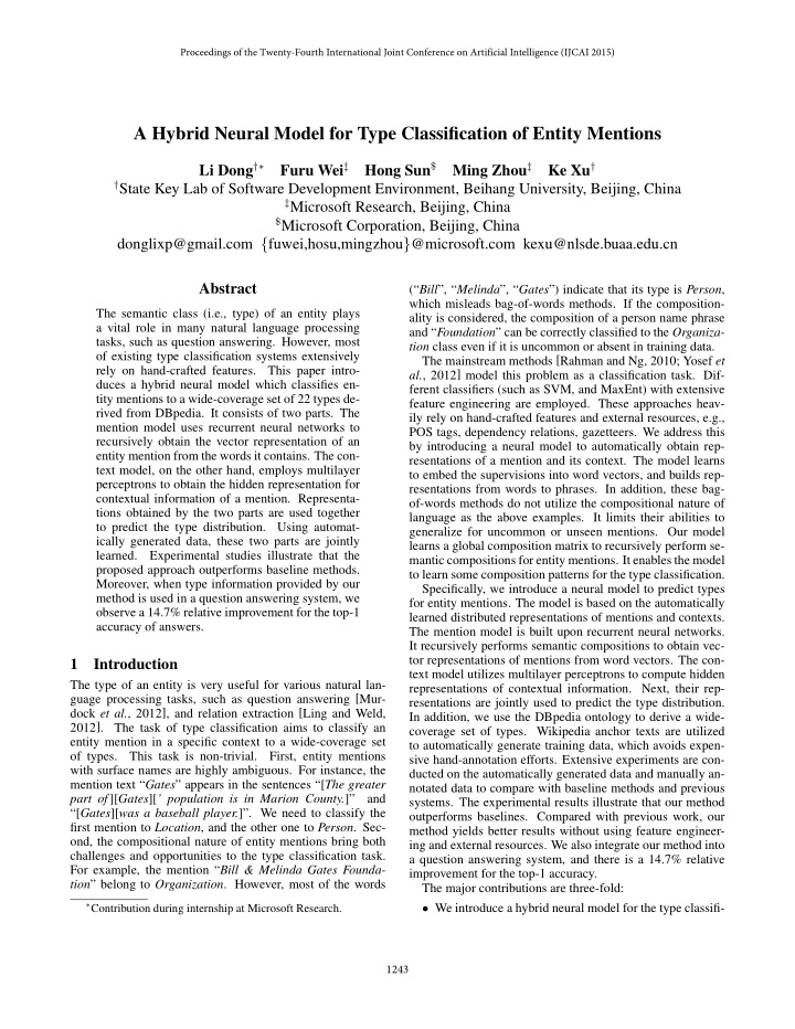 a hybrid neural model for type classification of entity