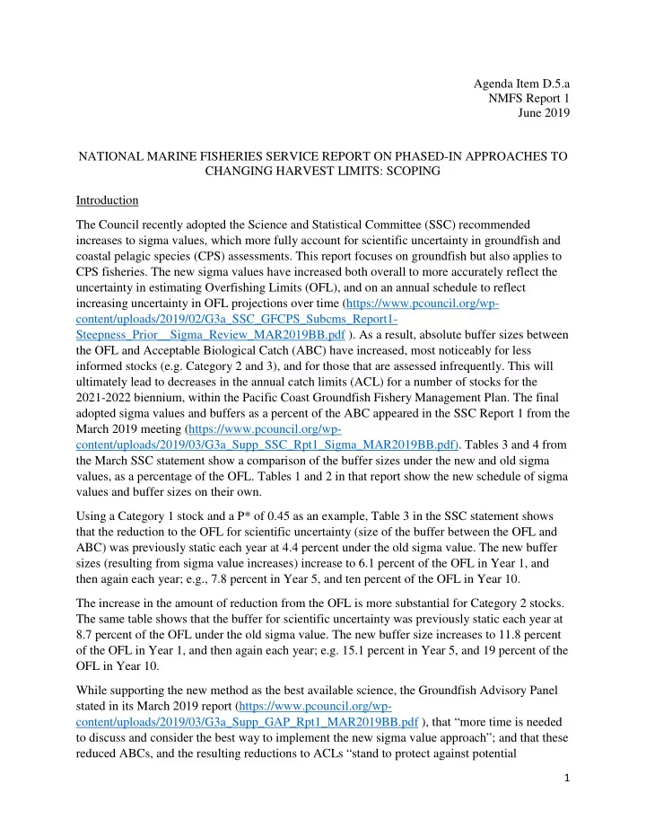 agenda item d 5 a nmfs report 1 june 2019 national marine