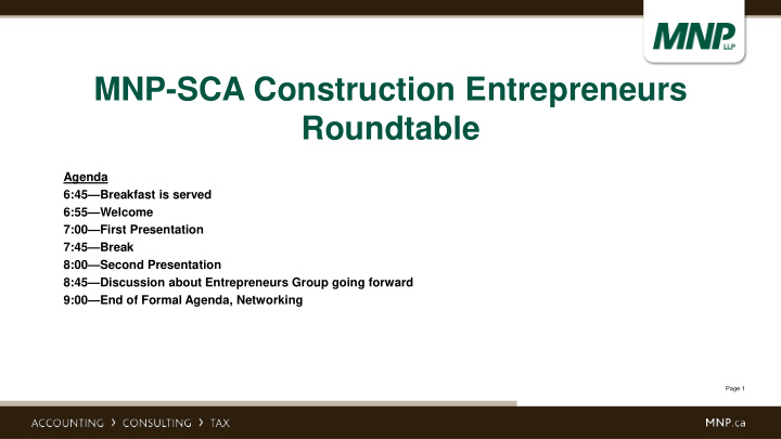 mnp sca construction entrepreneurs roundtable