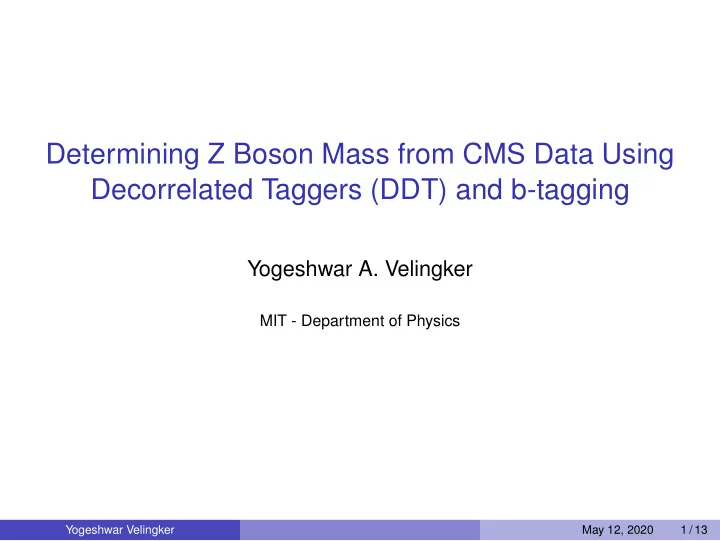 determining z boson mass from cms data using decorrelated