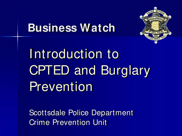 introduction to cpted and burglary prevention