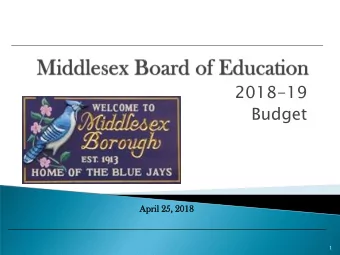 Budget  Apr  pril 25, 2018  1  Reve  venue  ue  (IN)  Ap  Appropriati  ations  ns  (OUT)  UT)  Tax