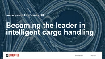 intelligent cargo handling  Investor presentation  February 2020  1  Investor presentation