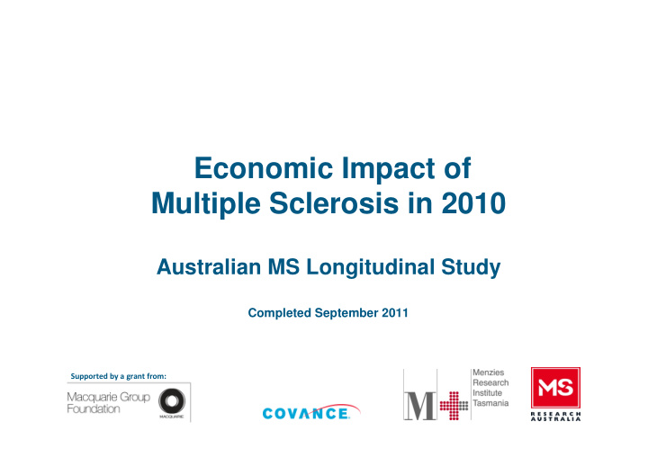 economic impact of multiple sclerosis in 2010