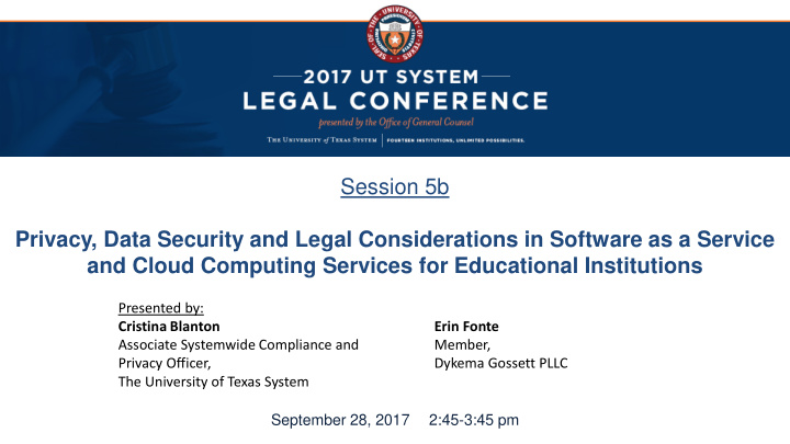 session 5b privacy data security and legal considerations