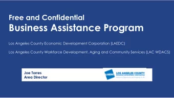 Business Assistance Program  Los Angeles County Economic Development Corporation (LAEDC)  Los