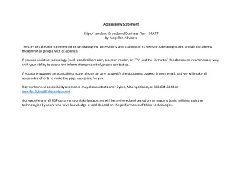 Accessibility Statement  City of Lakeland Broadband Business Plan - DRAFT  by Magellan Advisors