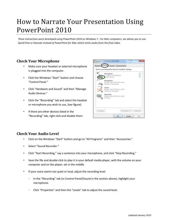 how to narrate your presentation using powerpoint 2010