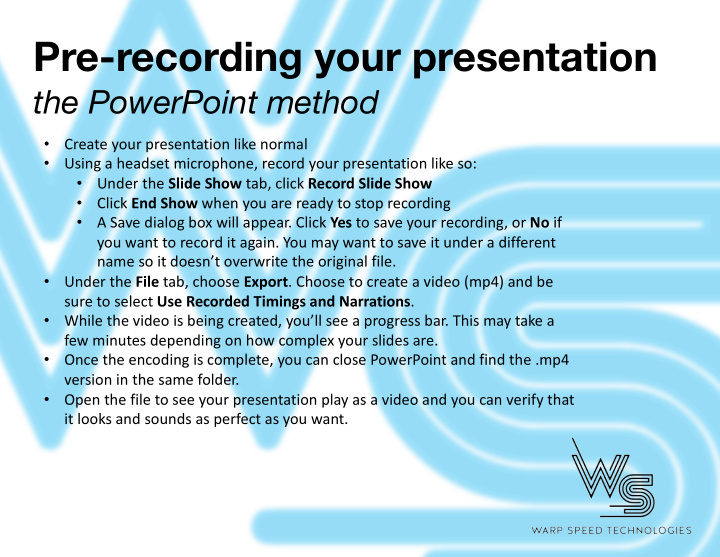 pre recording your presentation