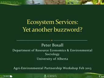Peter Boxall  Department of Resource Economics &amp; Environmental  Sociology  University of