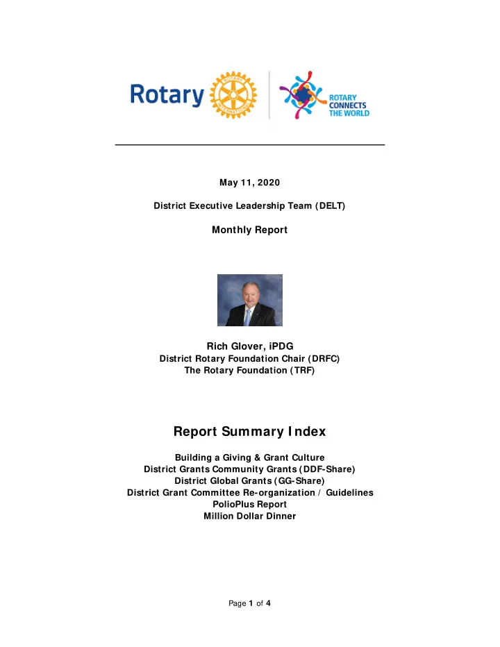 report summary i ndex