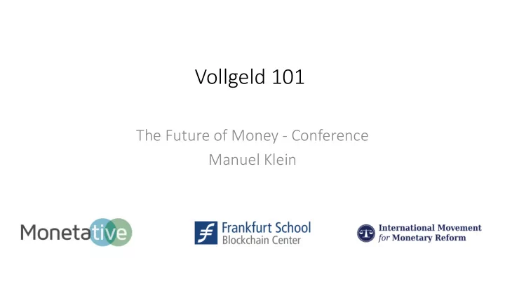vollgeld 101