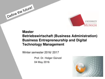 Master  Betriebswirtschaft (Business Administration)  Business Entrepreneurship and Digital