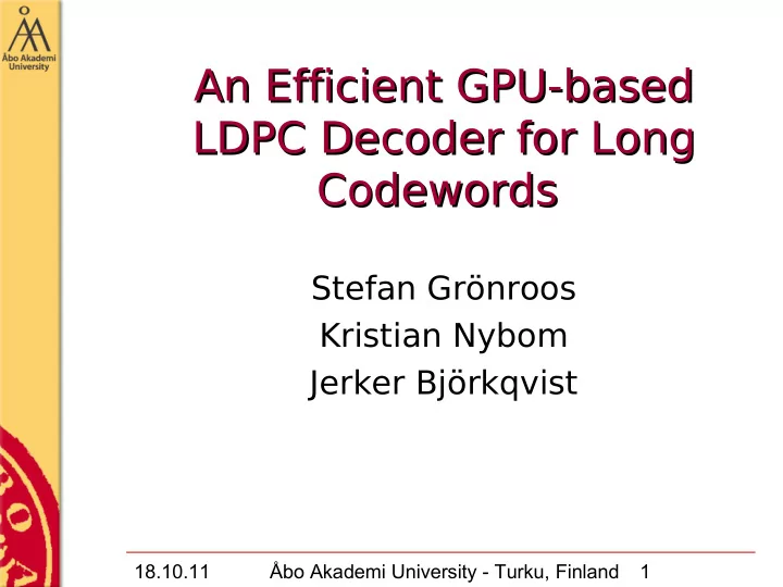 an efficient gpu based an efficient gpu based ldpc
