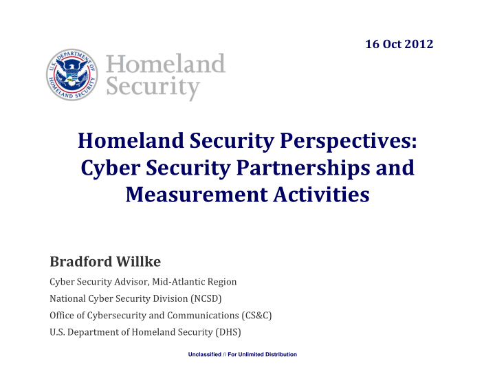 homeland security perspectives cyber security