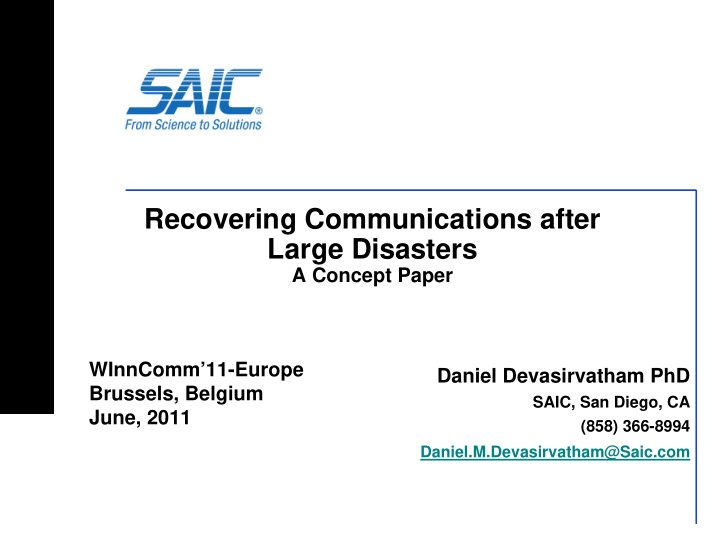 recovering communications after large disasters
