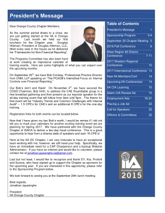 Sponsorship Program  Dear valued member,  We trust that your 2016 year is going better than you