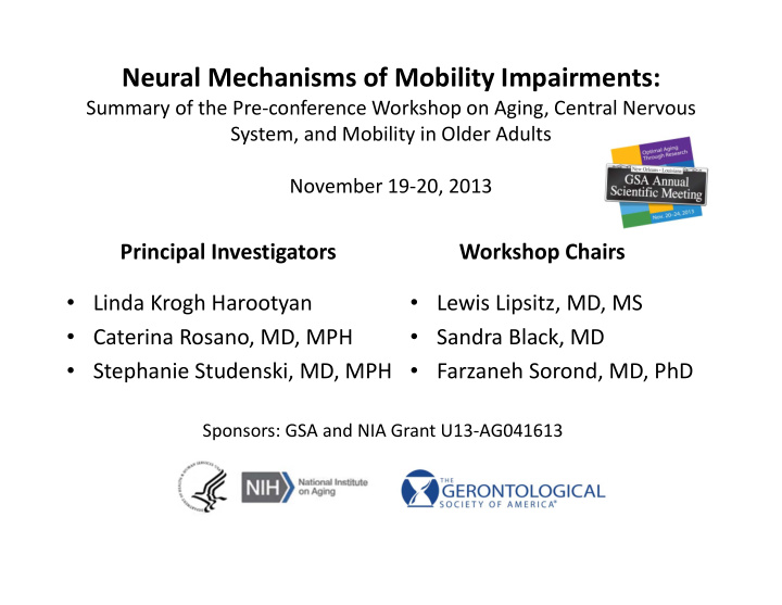 neural mechanisms of mobility impairments