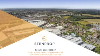 Results presentation  For six months ended 30 September 2018  and update of portfolio to 31