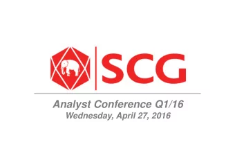 Analyst Conference Q1/16  Wednesday, April 27, 2016  AGENDA  I.    Consolidated Results  - Q1/16
