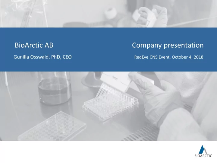 bioarctic ab company presentation