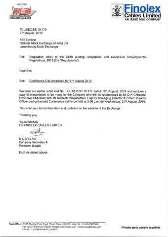 Finolex Cables Limited                                                                  Earnings